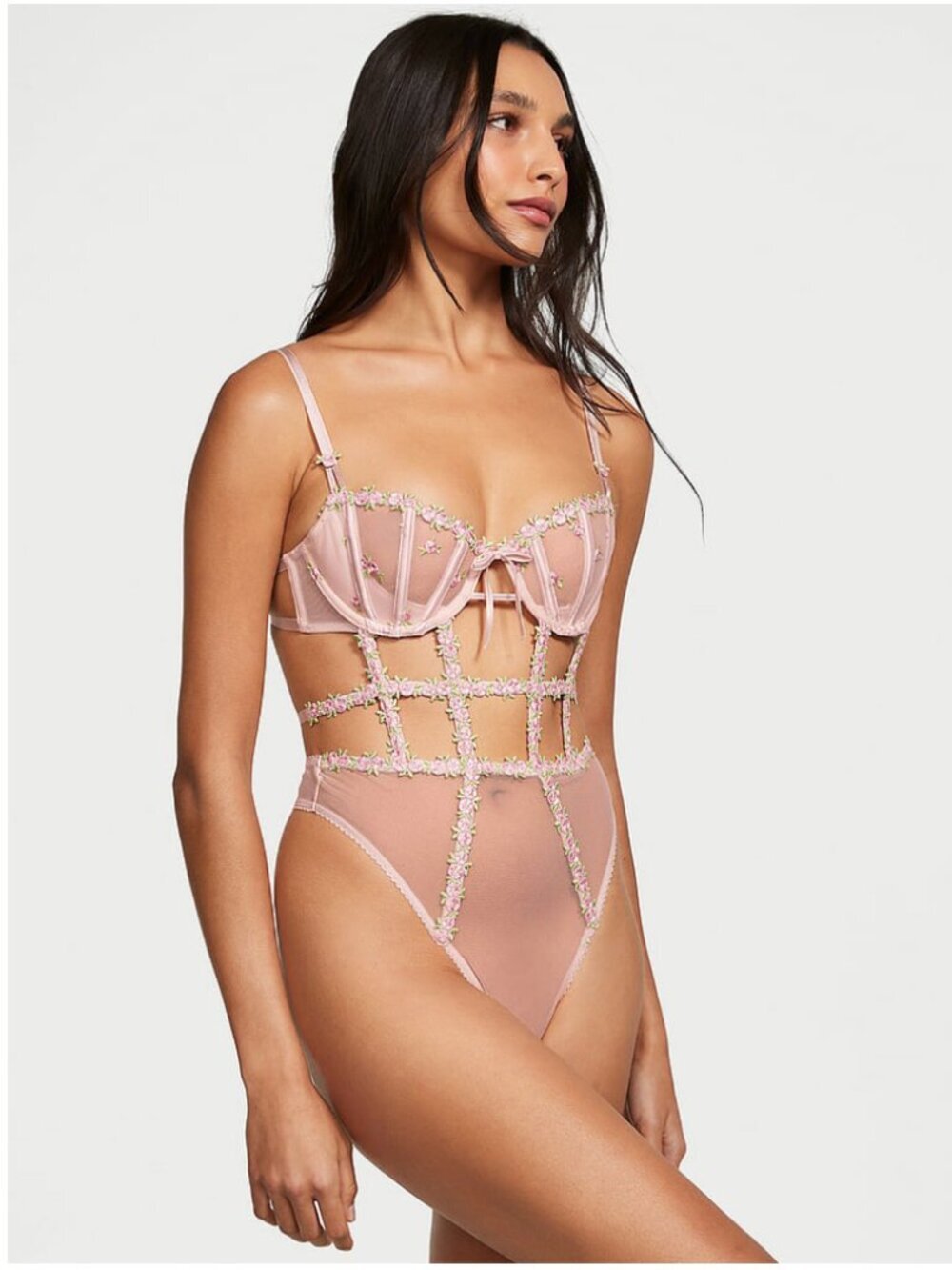 Victorias Secret Dream Angels Wicked Unlined Rosebud Embroidery Teddy New Medium